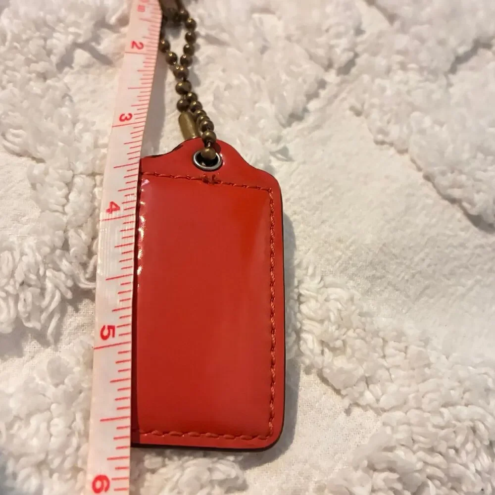 COACH Fob Y2K VINTAGE Round Disc Bag Charm Tangerine Tag Keychain Gold Brass